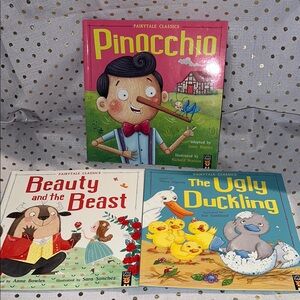 Kids Book Set - Pinocchio, Beauty and the Beast, The Ugly Duckling